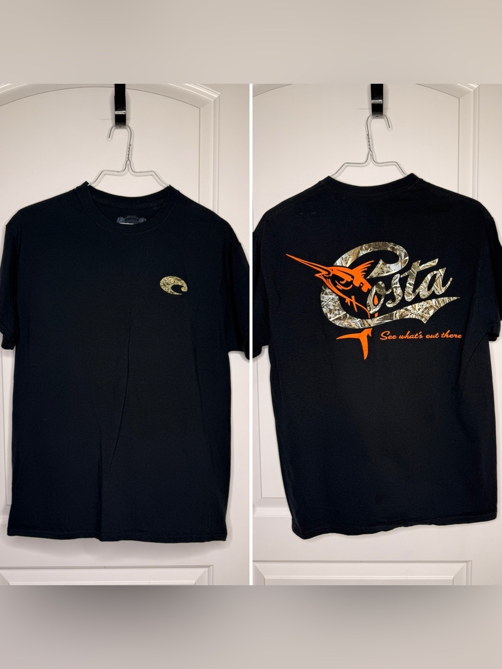 Costa Black Short-Sleeve Tee with Orange & Camo Graphic